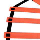 Close-up view of NIVIA Speed Ladder showing orange flat rungs attached to black side straps, designed for agility, footwork, and speed training drills.