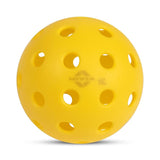 Front view of a bright yellow NIVIA Pickleball 40 Pro Outdoor Ball featuring a 40-hole design and subtle NIVIA 40 Pro branding, shown against a clean white background.