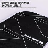 Close-up of Nivia K-2500 Pickleball Paddle showing black 3K carbon surface with white geometric pattern and NIVIA branding.