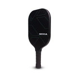 Angled view of the NIVIA K1200 Pickleball Paddle showing the sleek black composite face and ergonomic non-slip grip.