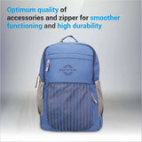 NIVIA Illusion Backpack in blue with multiple compartments, front zip pocket and durable zipper design.