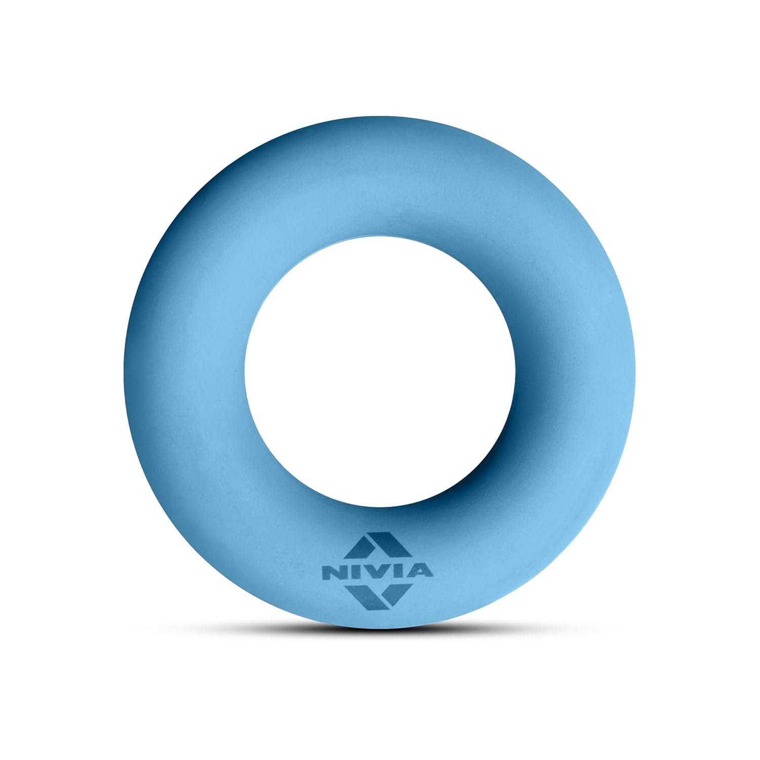 Blue NIVIA PowerGrip Resistance Ring with NIVIA logo, made from durable high-quality rubber, designed for grip training, hand, wrist, and forearm strengthening, muscle conditioning, and rehabilitation exercises.
