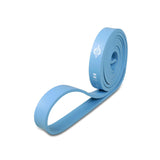 Blue NIVIA Long Loop Resistance Band – Level 2, shown rolled and partially extended, designed with medium resistance for intermediate strength training, mobility exercises, and overall performance improvement.