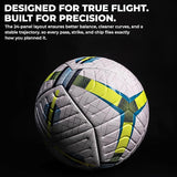 NIVIA Nitro Thermobond Football shown against a dark background with text highlighting “Designed for True Flight. Built for Precision,” emphasizing its 24-panel layout for better balance, stable trajectory, and accurate passes and strikes in professional match play.