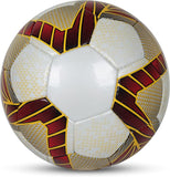 Rear view of the NIVIA Force Shining PU Futsal Football displaying its 32-panel hand-stitched construction, textured PU surface, and red and yellow graphic detailing designed for competitive futsal matches.