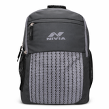 NIVIA Illusion Backpack with padded laptop sleeve, multiple compartments and front zip pocket in grey and black design.