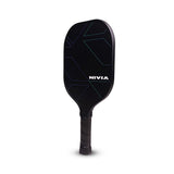 Angled view of the NIVIA K-700 Pickleball Paddle highlighting the slim profile and branded NIVIA logo on a composite black face